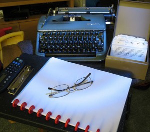 A writer's setup for NaNoWriMo (photo courtesy Wiki Commons by mpclemens from Pleasant Hill, United States.