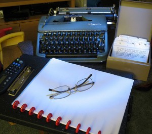 A writer's setup for NaNoWriMo (photo courtesy Wiki Commons  by mpclemens from Pleasant Hill, United States.