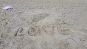 My beach art - a heart and some LOVE